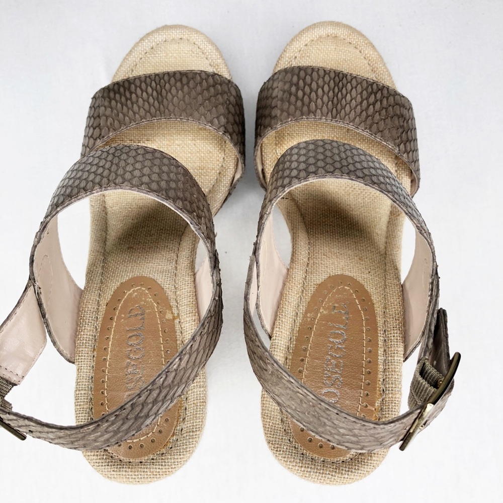 ROSEGOLD Reptile Look Leather Bronze Sandals, 37.5 - Picture 3 of 9